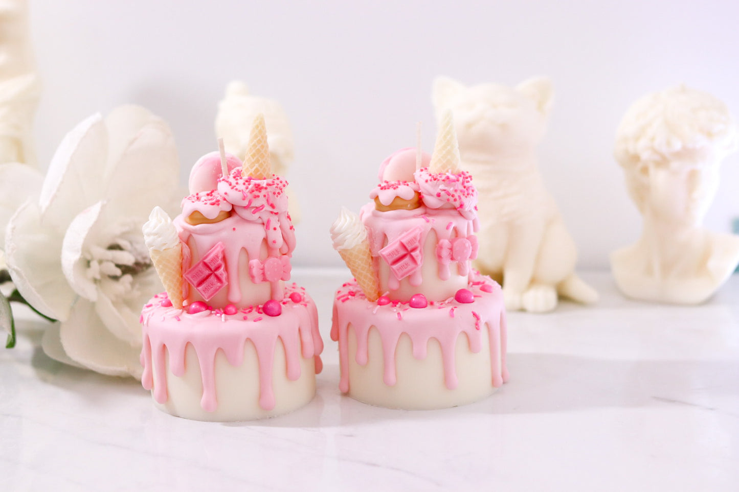 Decorative Two-Tier Cake Candle (Pink Cream)