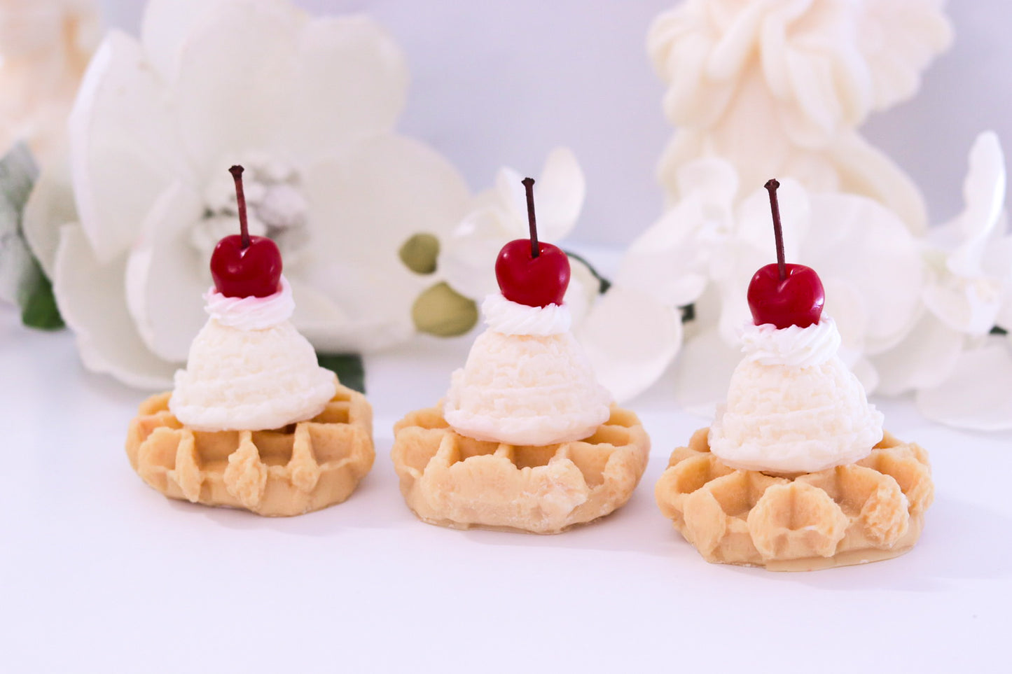Decorative Cherry Ice Cream Waffle Candle