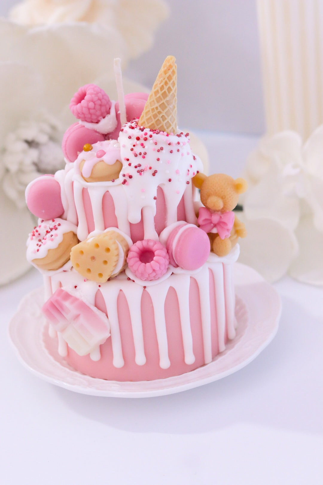 Decorative Two-Tier Cake Candle