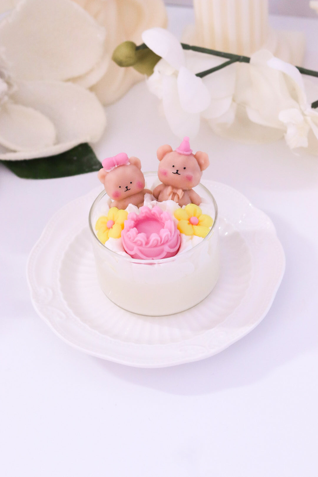 Blush Bear Dessert Candle