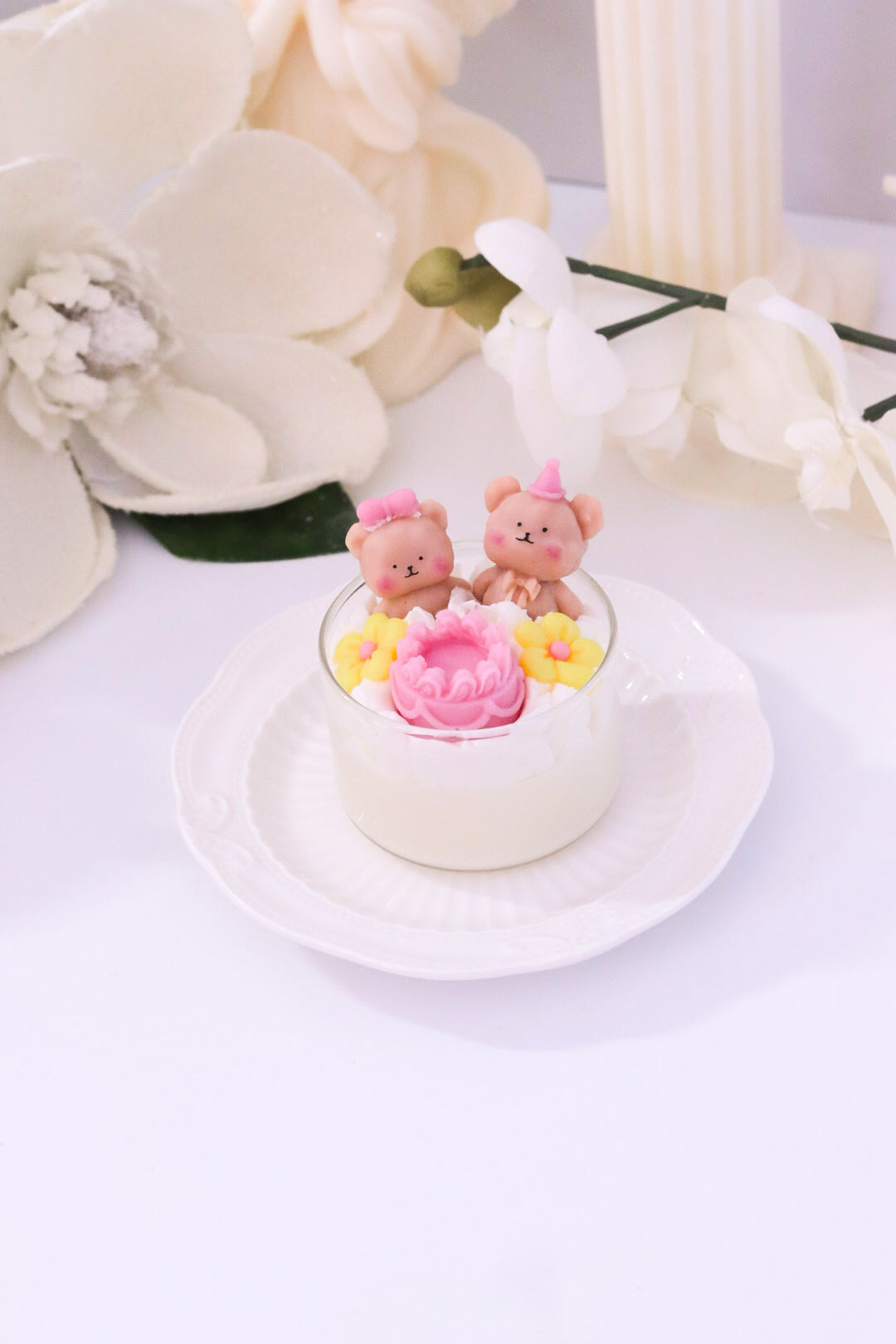 Blush Bear Dessert Candle