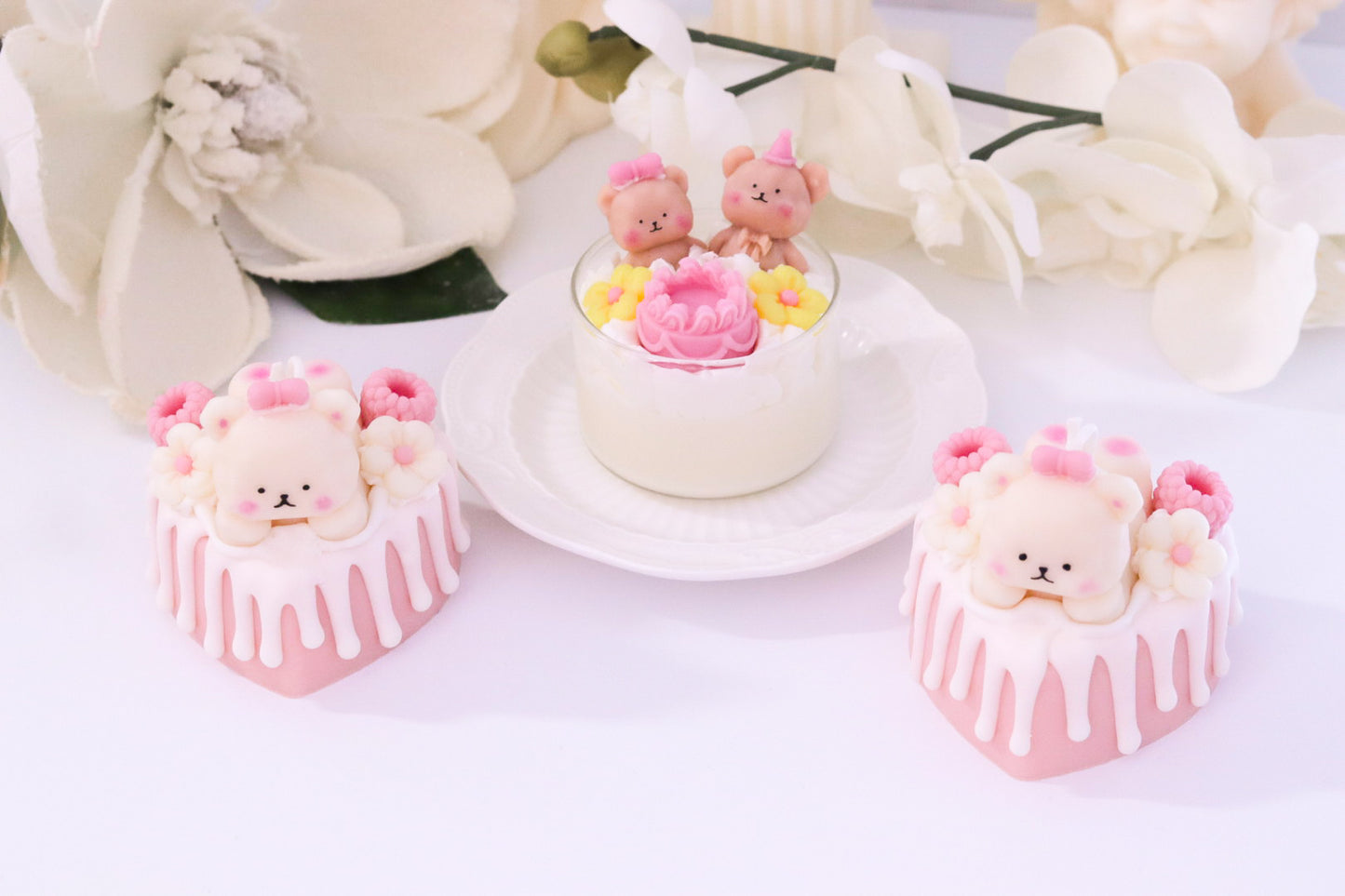 Blush Bear Dessert Candle