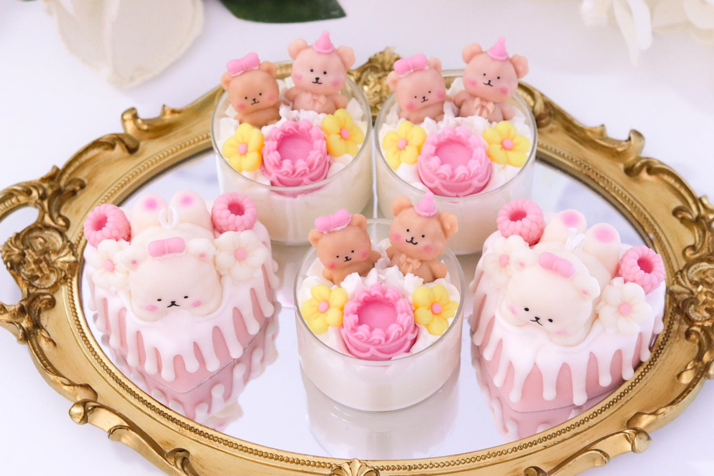 Blush Bear Dessert Candle
