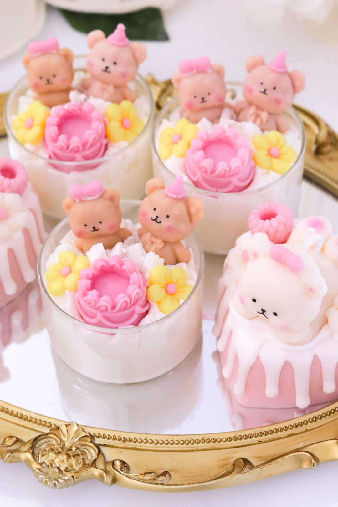 Blush Bear Dessert Candle