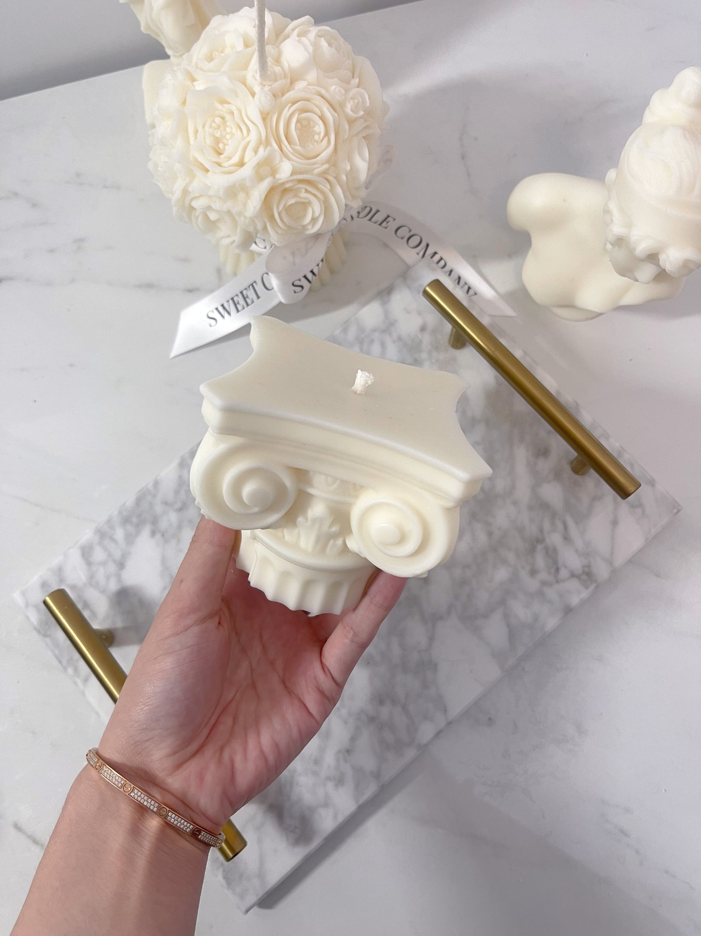 Elegant Roman Column Candle