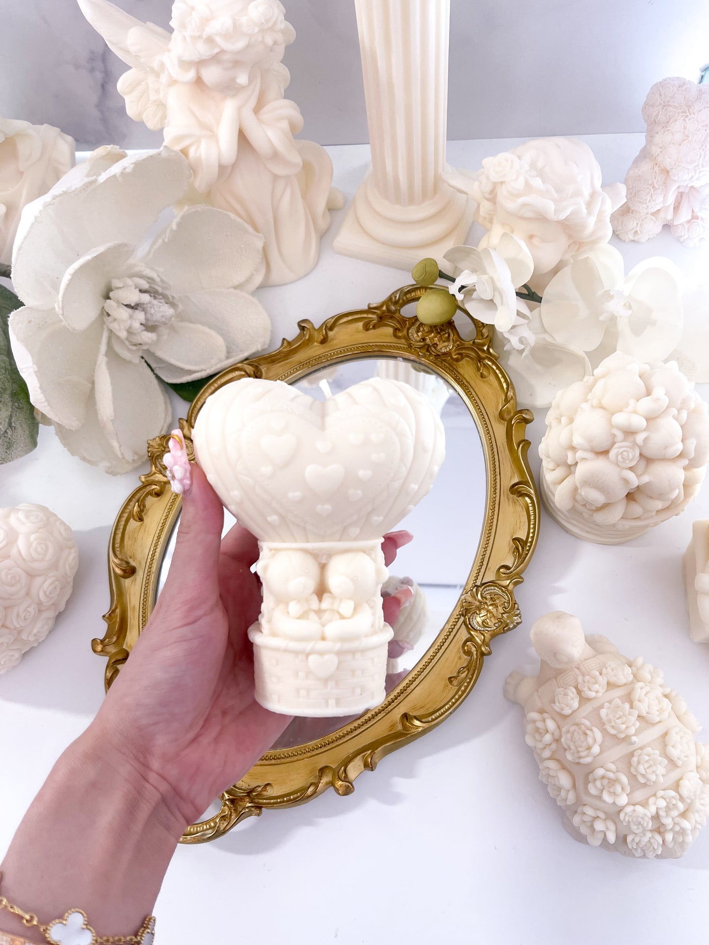 Heart Air Balloon Bears Candle