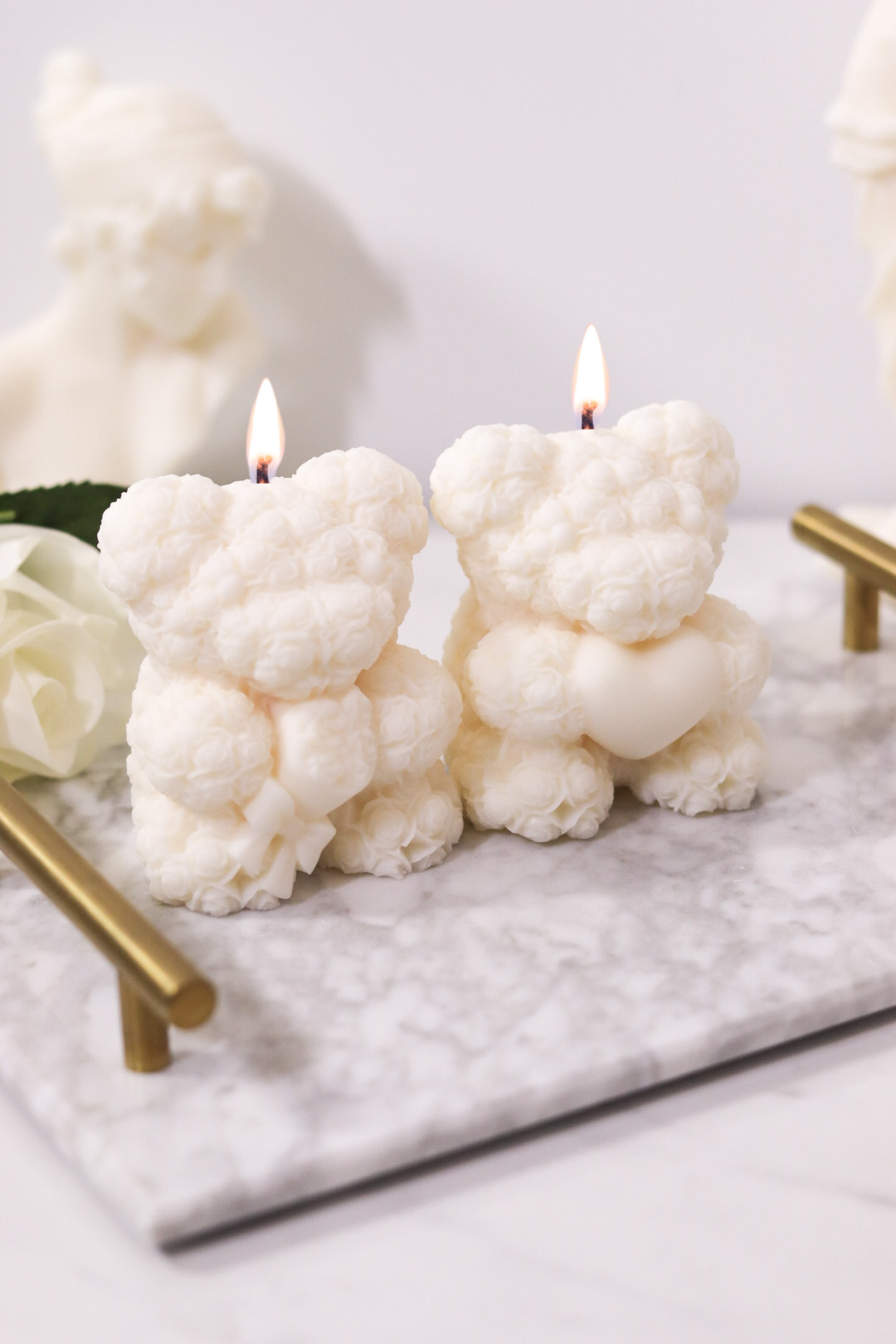 Rose Bear Candle Set (Medium)