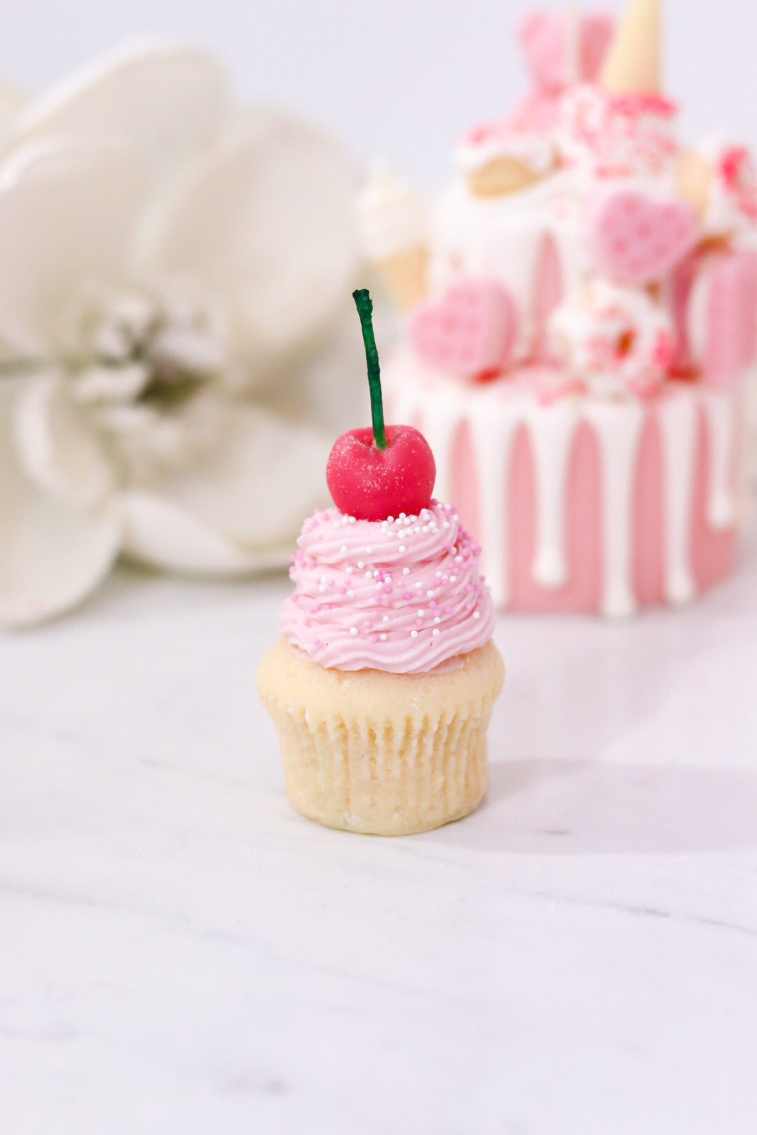 Decorative Mini Cupcake Candle (Red Cherry)