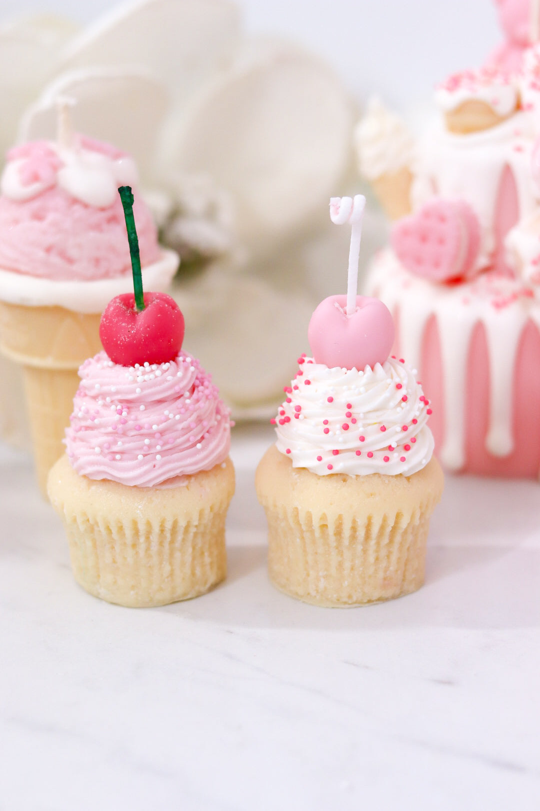 Decorative Mini Cupcake Candle (Pink Cherry)