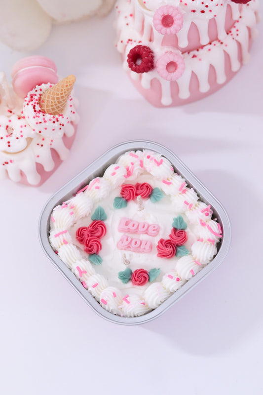 "Love You" Tray Cake Candle