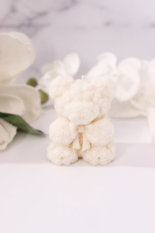 Bow Tie Rose Bear Candle