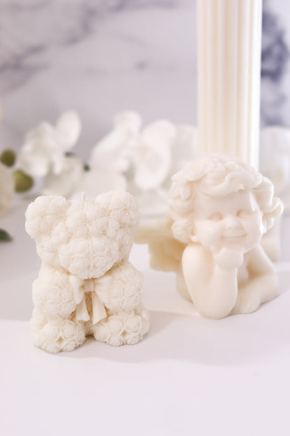 Bow Tie Rose Bear Candle