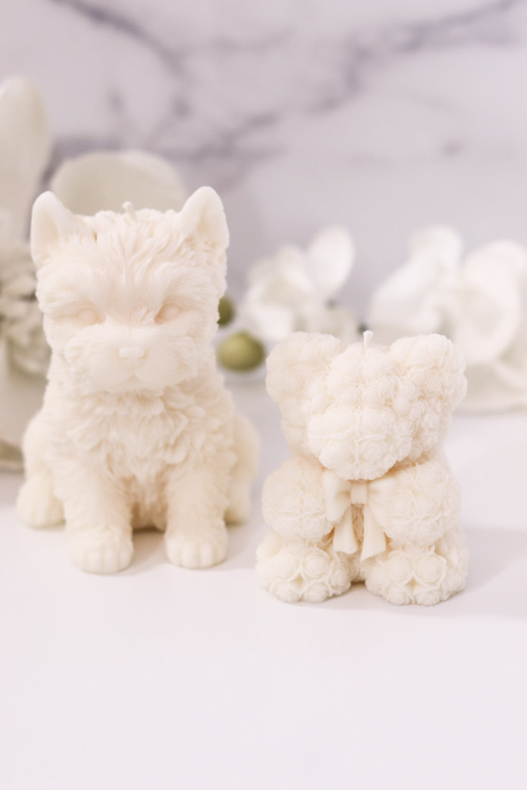 Bow Tie Rose Bear Candle