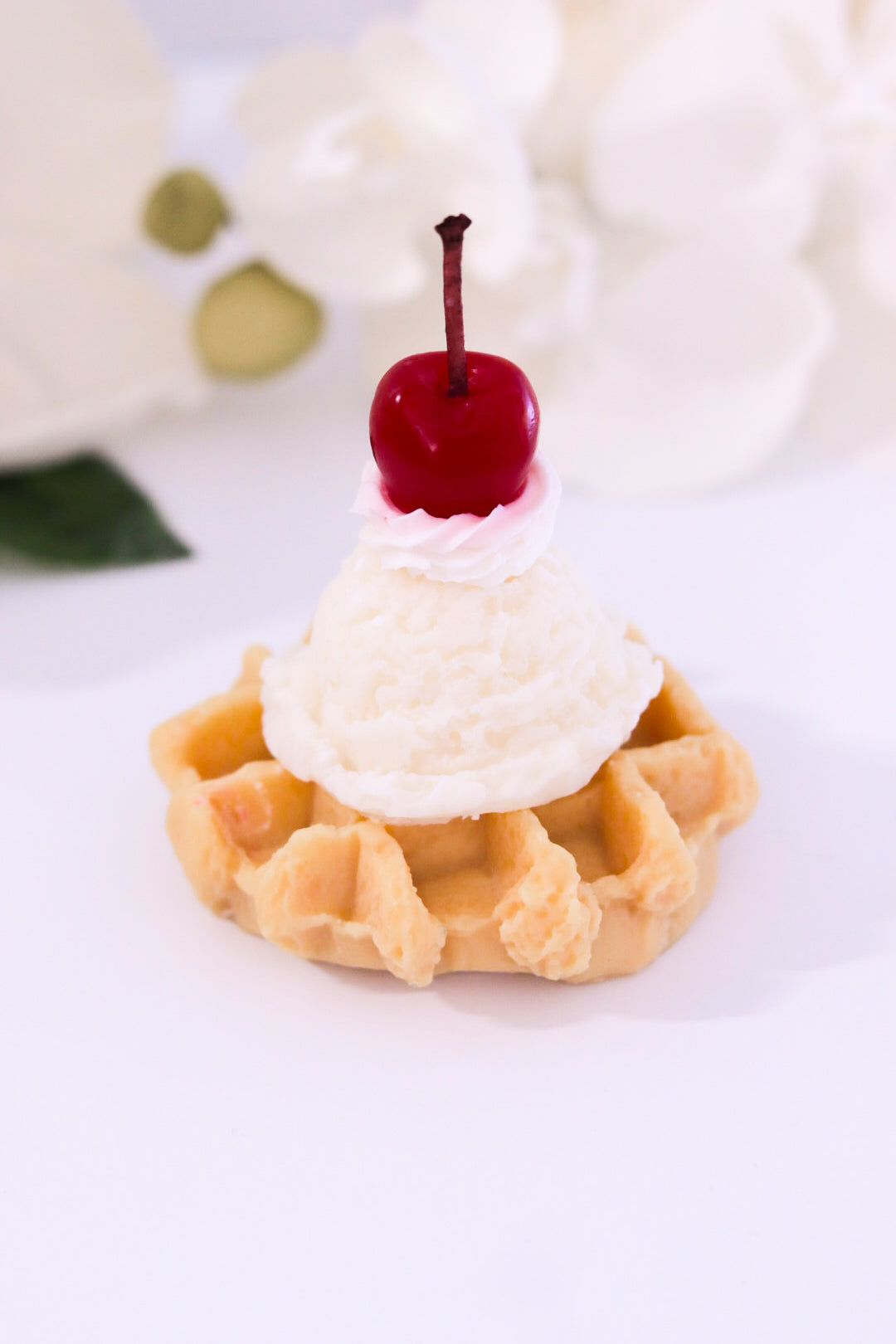 Decorative Cherry Ice Cream Waffle Candle