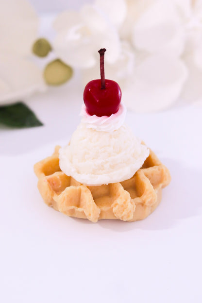 Decorative Cherry Ice Cream Waffle Candle