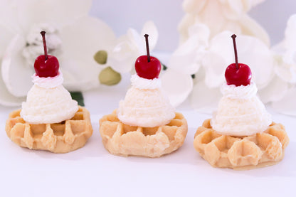Decorative Cherry Ice Cream Waffle Candle