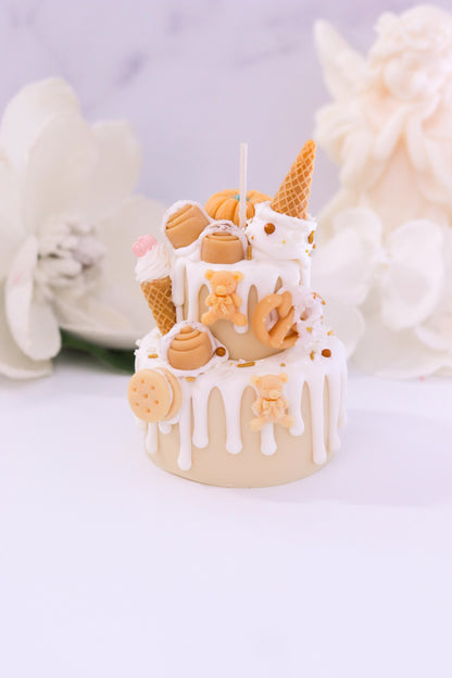 Decorative Cinnamon Bun Two-Tier Cake Candle