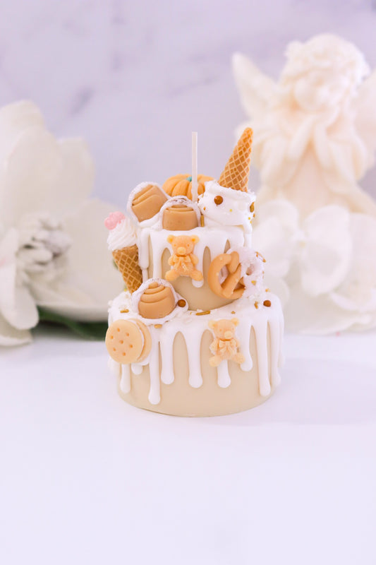 Decorative Cinnamon Bun Two-Tier Cake Candle