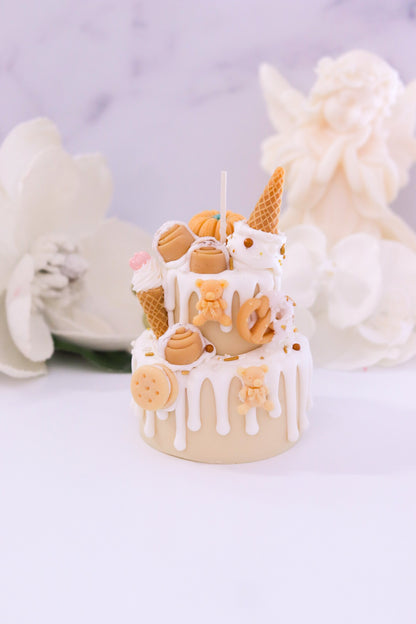 Decorative Cinnamon Bun Two-Tier Cake Candle