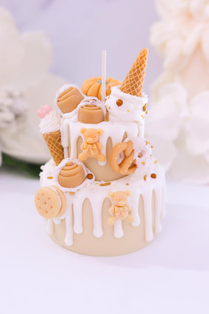 Decorative Cinnamon Bun Two-Tier Cake Candle