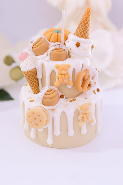 Decorative Cinnamon Bun Two-Tier Cake Candle