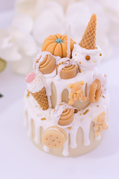 Decorative Cinnamon Bun Two-Tier Cake Candle