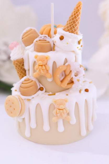 Decorative Cinnamon Bun Two-Tier Cake Candle
