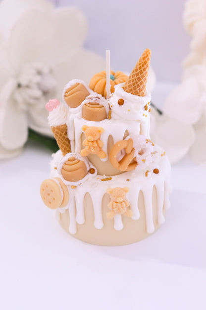 Decorative Cinnamon Bun Two-Tier Cake Candle