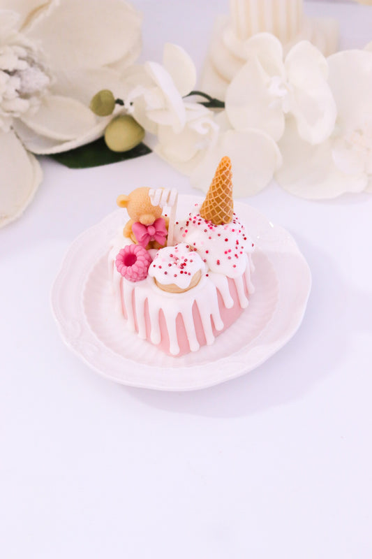 Decorative Small Heart-Shaped Cake Candle