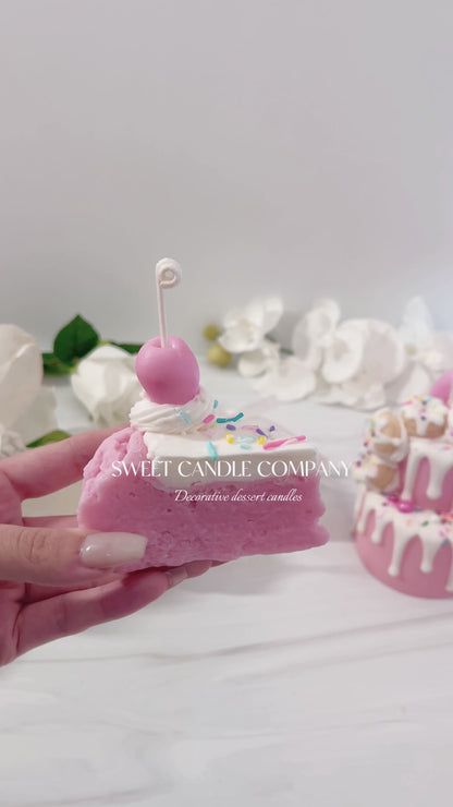 Decorative Frosted Cake Slice Candle