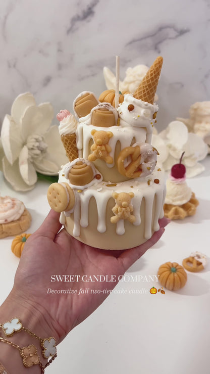 Decorative Cinnamon Bun Two-Tier Cake Candle